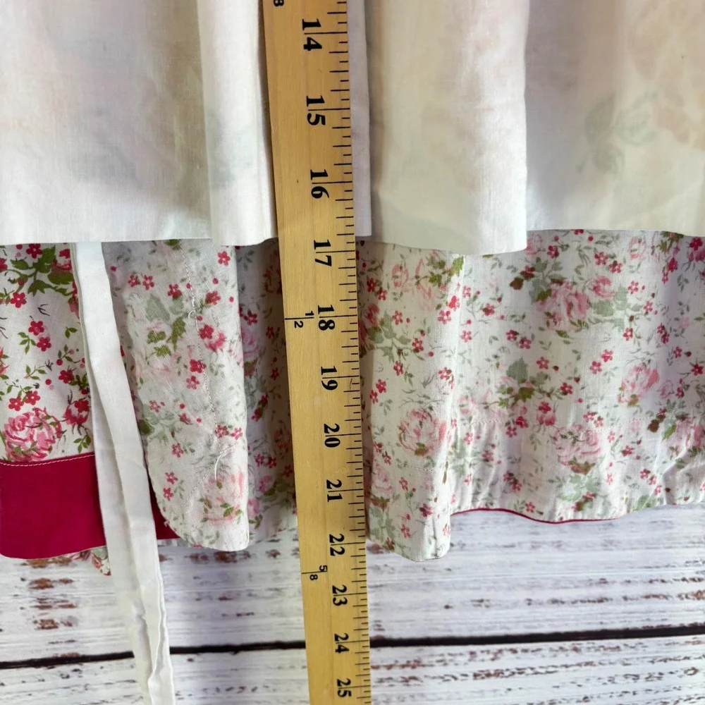Vintage Floral Half Apron Set White Pink Cotton Cottagecore GrandmaCore